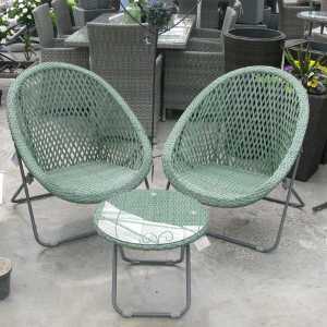 The Old Basket Supply (TOBS) Green Folding Faux Rattan Chair and Table Set - 24505