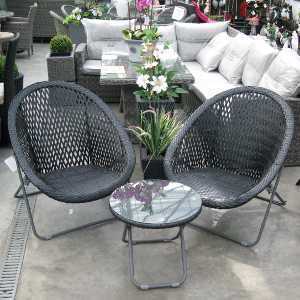 The Old Basket Supply (TOBS) Black Folding Faux Rattan Chair and Table Set - 24535