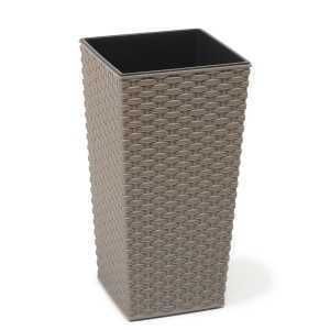 Fargro Rattan Effect Finesse ECO Tall Square Planter 19cm - Grey