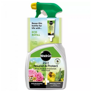 Miracle-Gro® 2 in 1 Nourish & Protect Rose, Shrubs & Ornamental Ready To Use Plant Food + Protection Against Insects and Diseases
